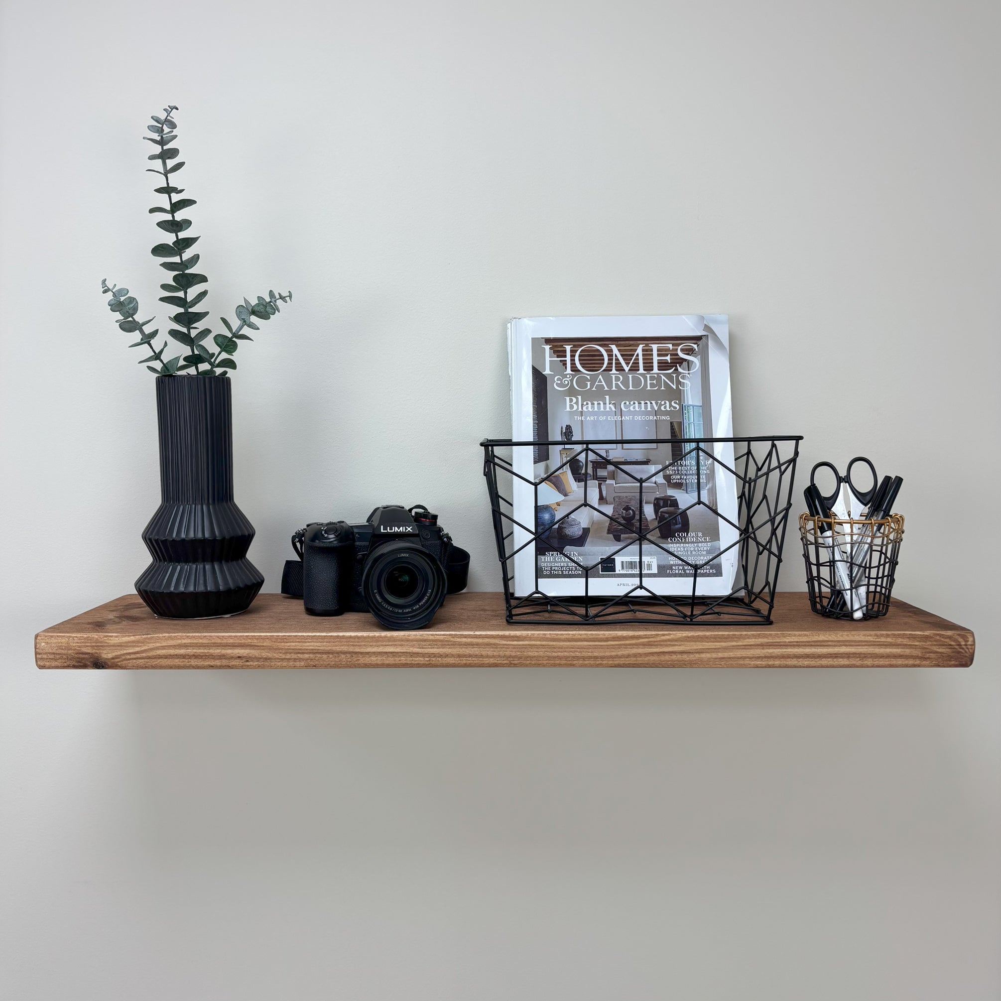 Rustic Floating Shelf - 22cm x 3.5cm - teak