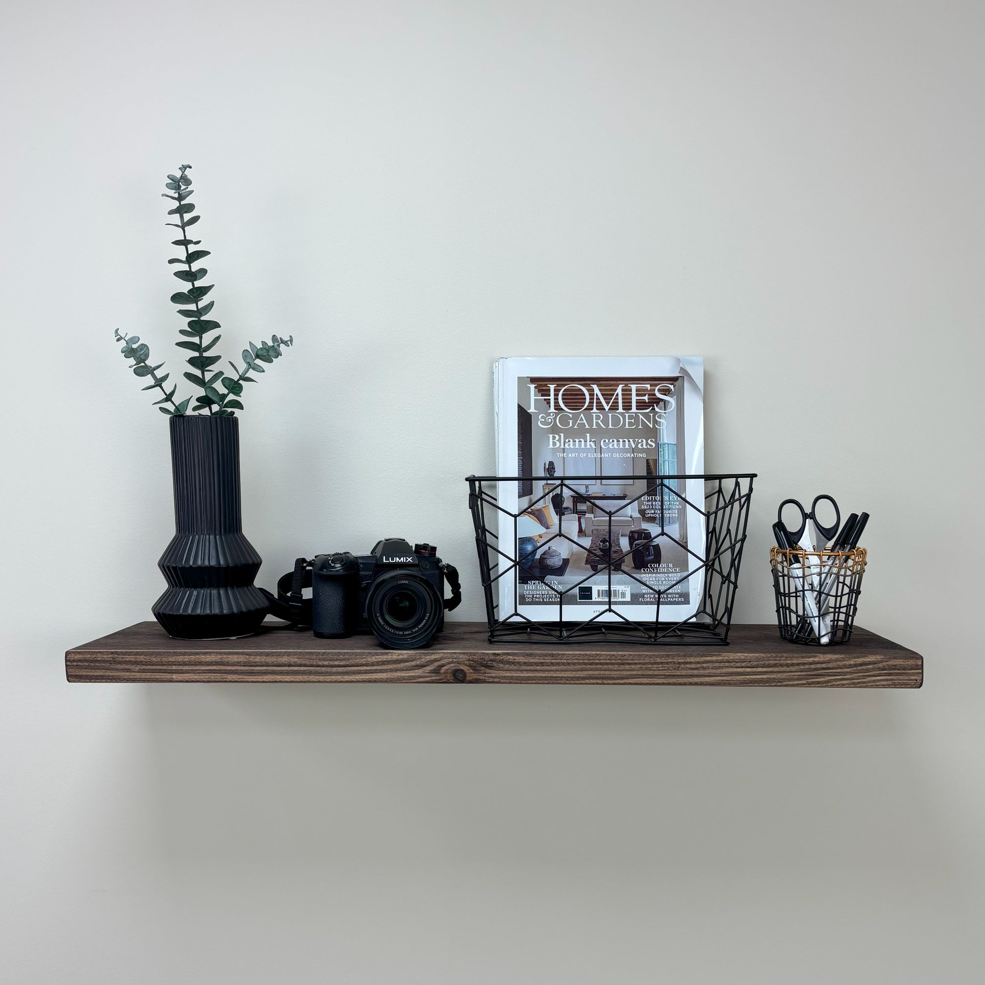 Rustic Floating Shelf - 22cm x 3.5cm - walnut