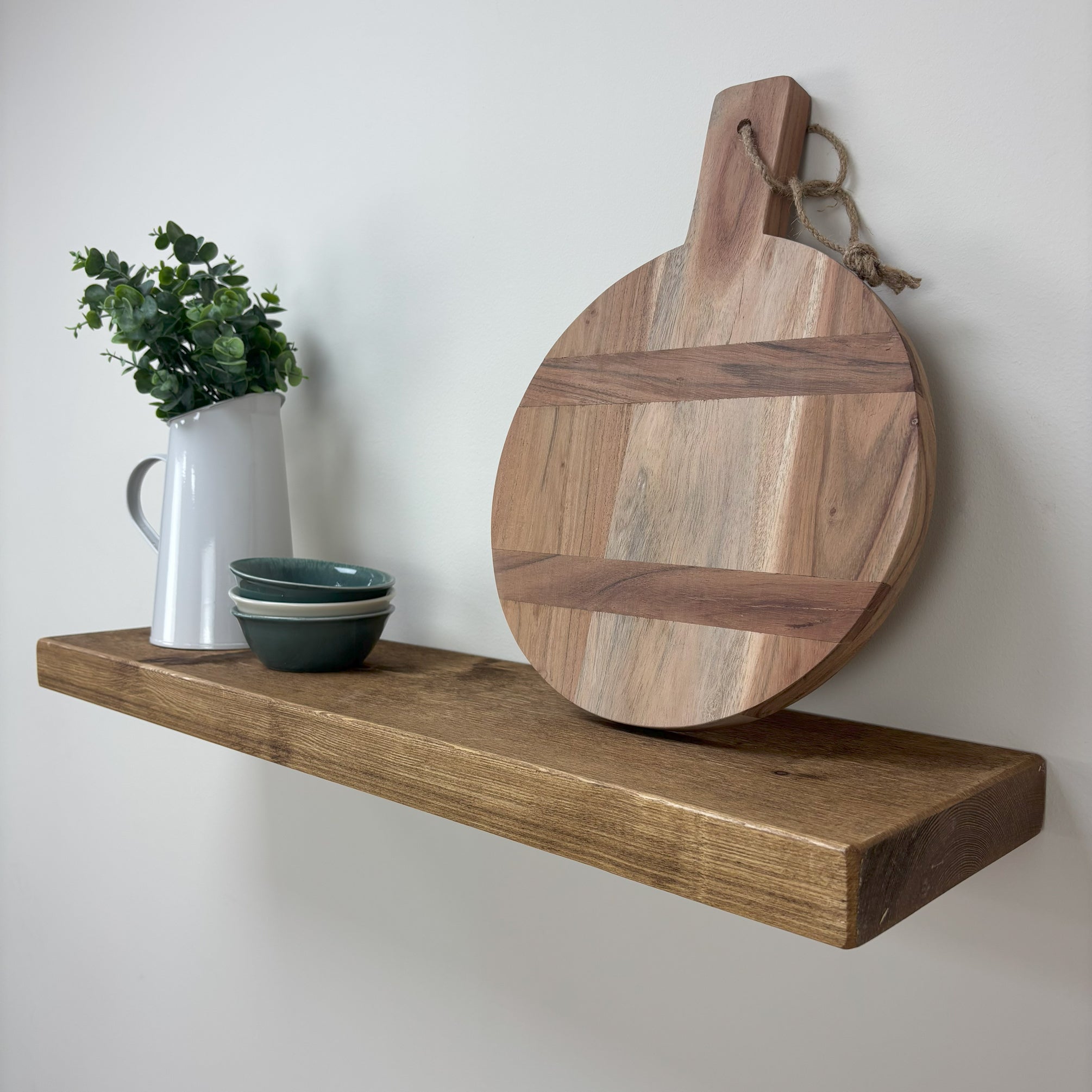 Rustic Floating Shelf - 22cm x 4.5cm - medium oak