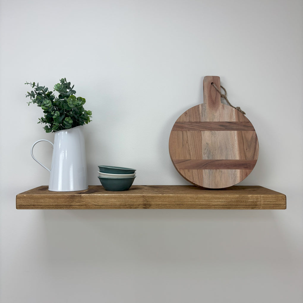 Rustic Floating Shelf - 22cm x 4.5cm - medium oak