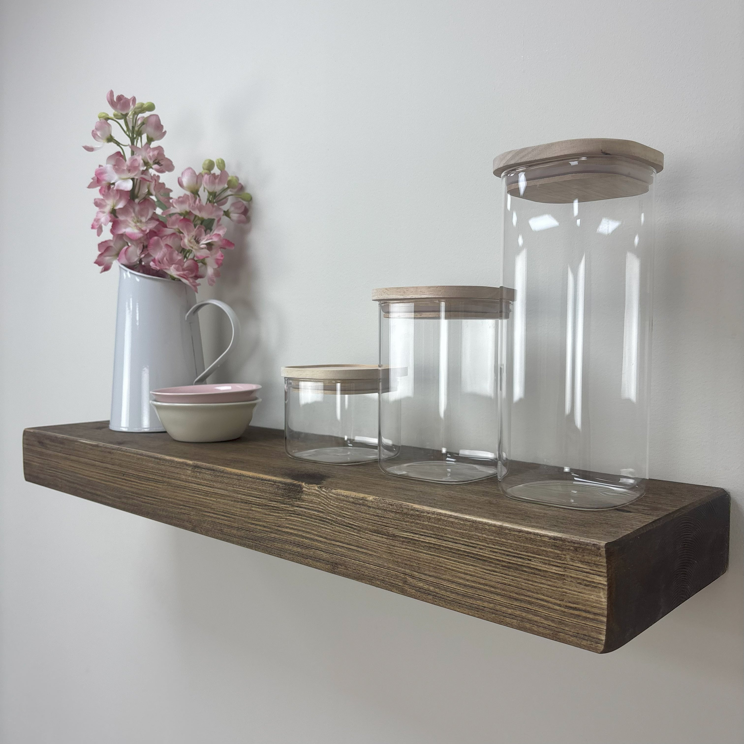Rustic Floating Shelf - 22cm x 7cm - smoke pine