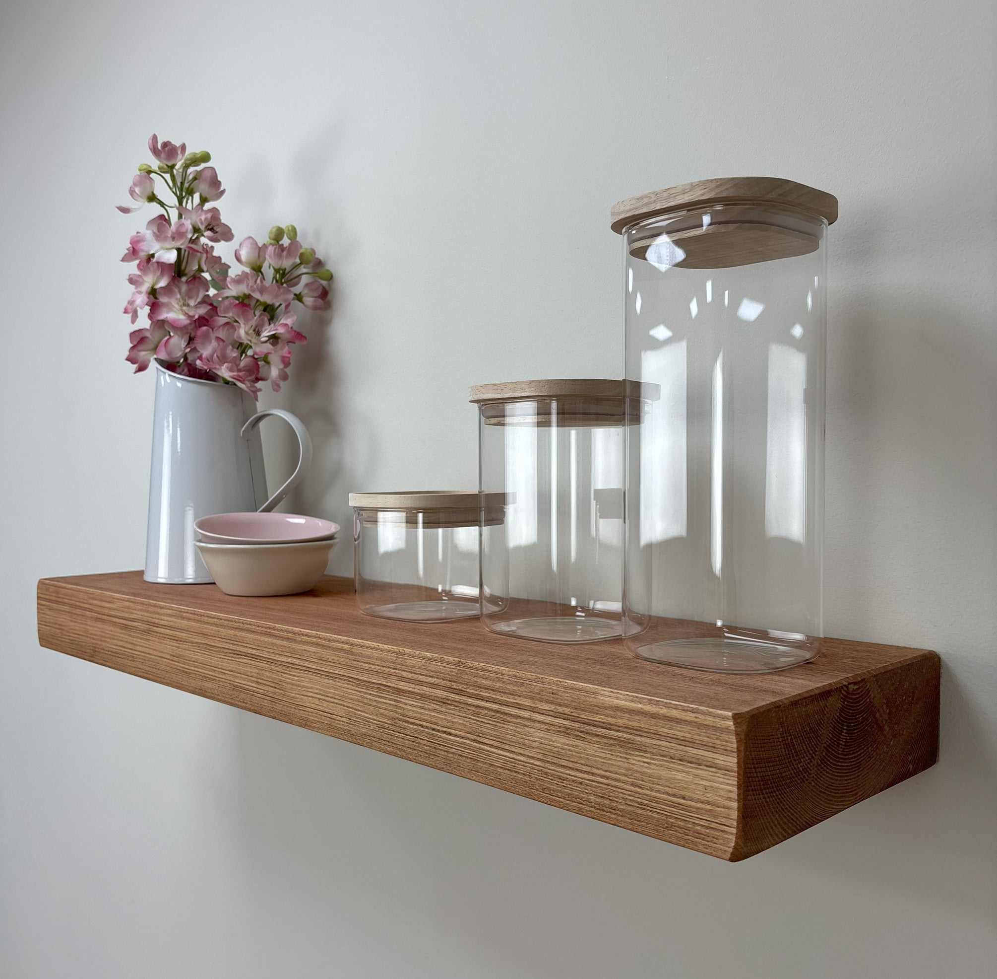 Rustic Floating Shelf - 22cm x 7cm - teak
