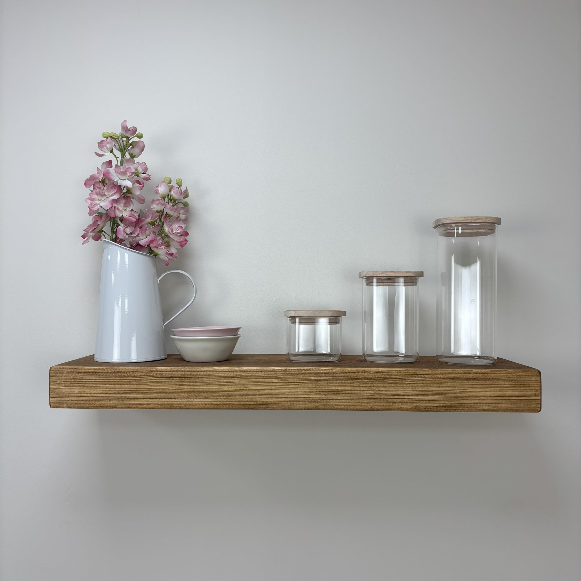 Rustic Floating Shelf - 22cm x 7cm - medium oak