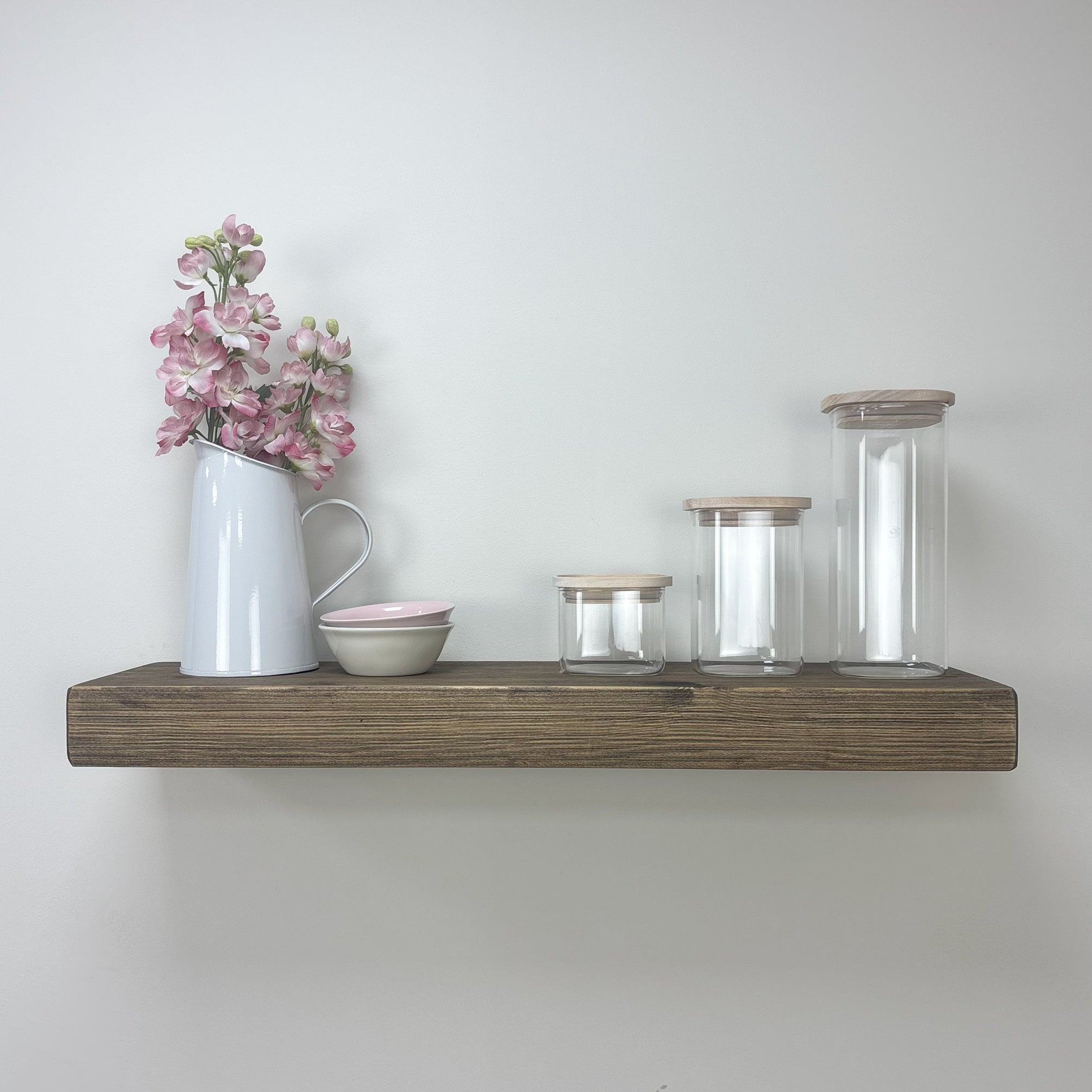 Rustic Floating Shelf - 22cm x 7cm - smoke pine