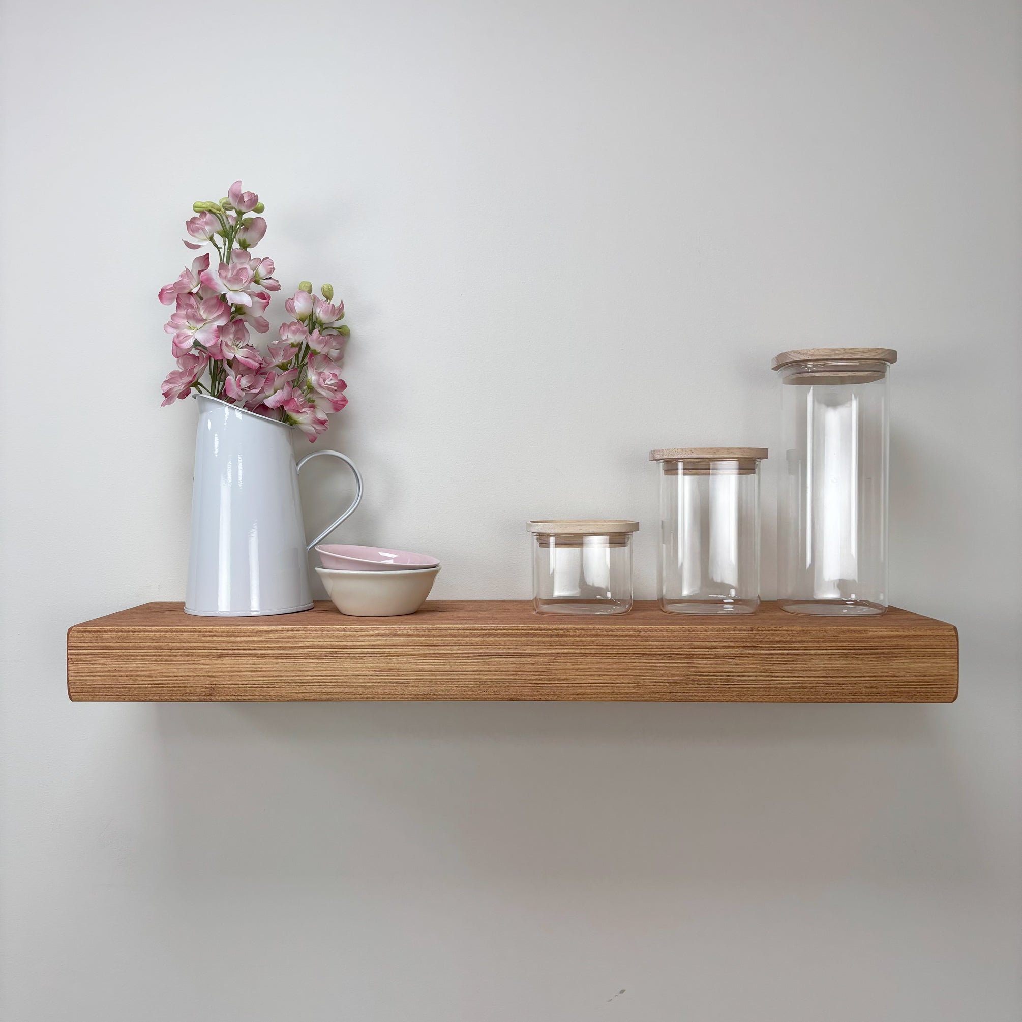 Rustic Floating Shelf - 22cm x 7cm - teak