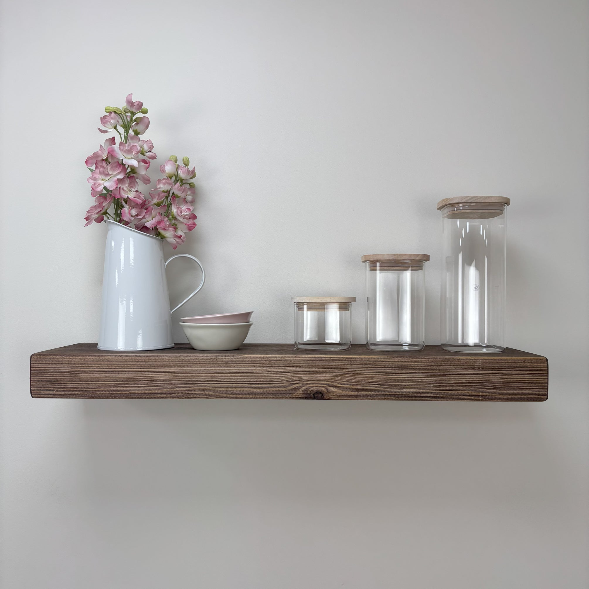 Rustic Floating Shelf - 22cm x 7cm - walnut