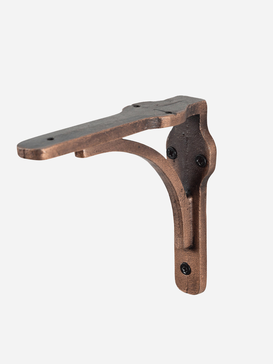 Birtley Copper Rustic Wooden Shelf with Brackets - 14.5cm x 4.5cm