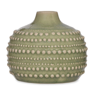 Small Green Textured Round Vase -