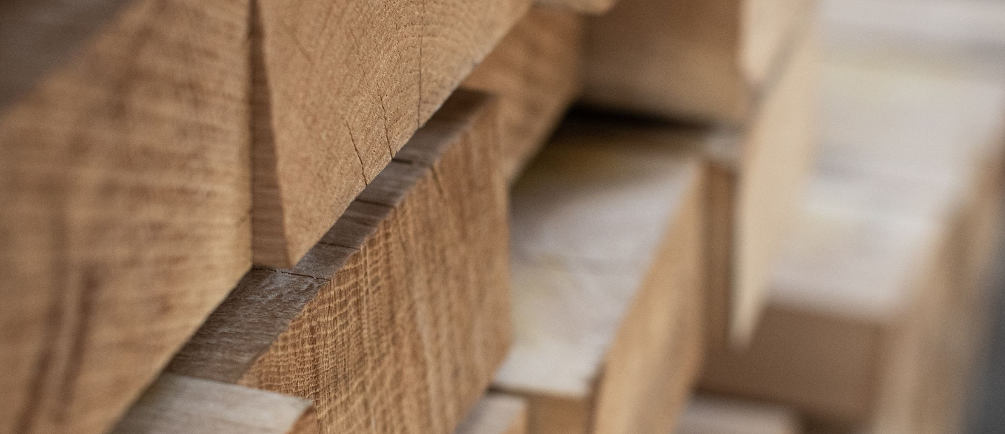 Wooden planks in woodshop