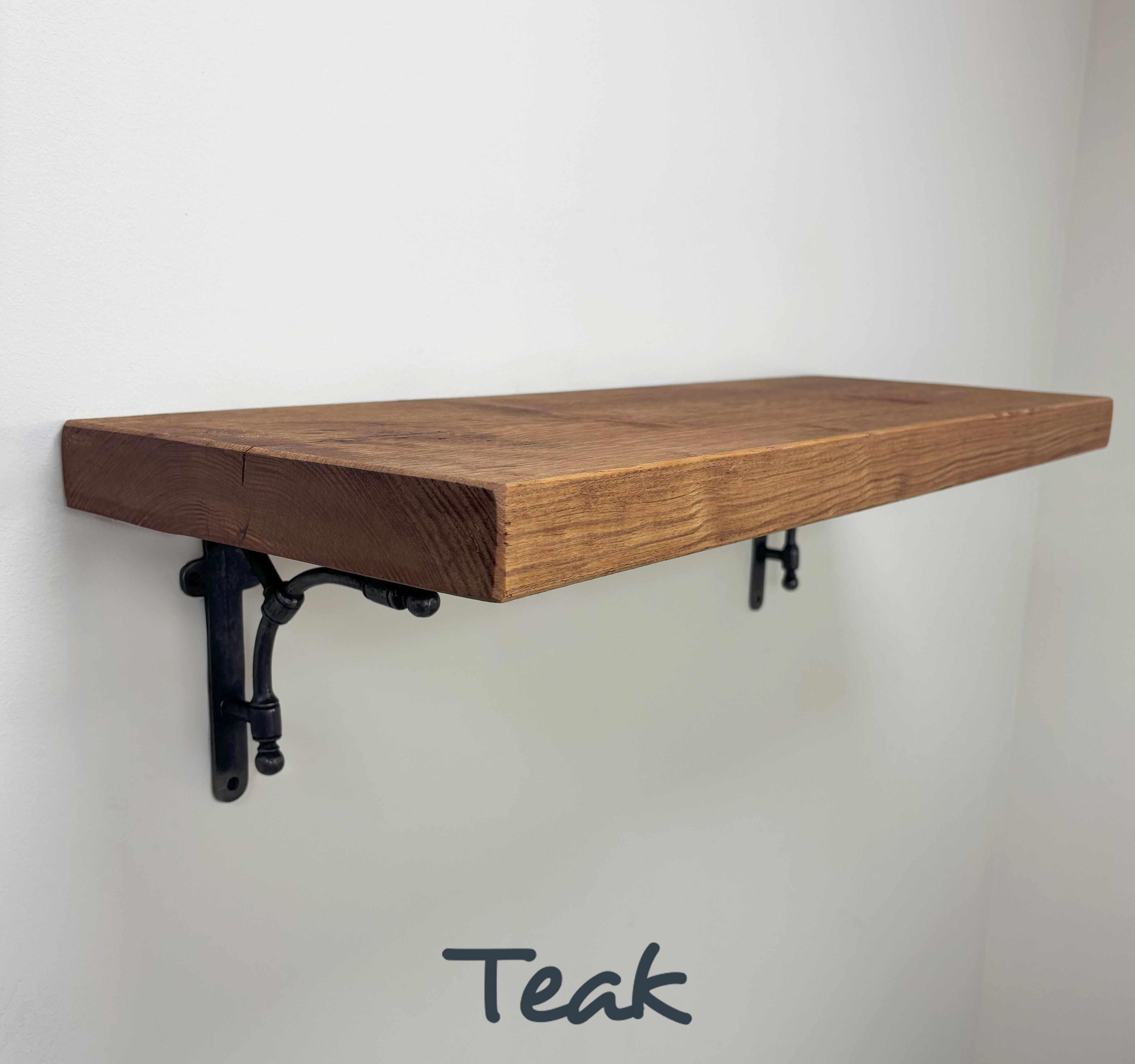 Tanfield Rustic Wooden Shelf with Brackets - 29cm x 4.5cm - all