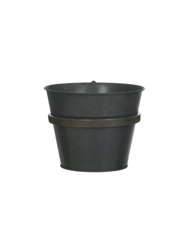 Black Metal Wall Pot And Holder - Planters, Vases & Bowls