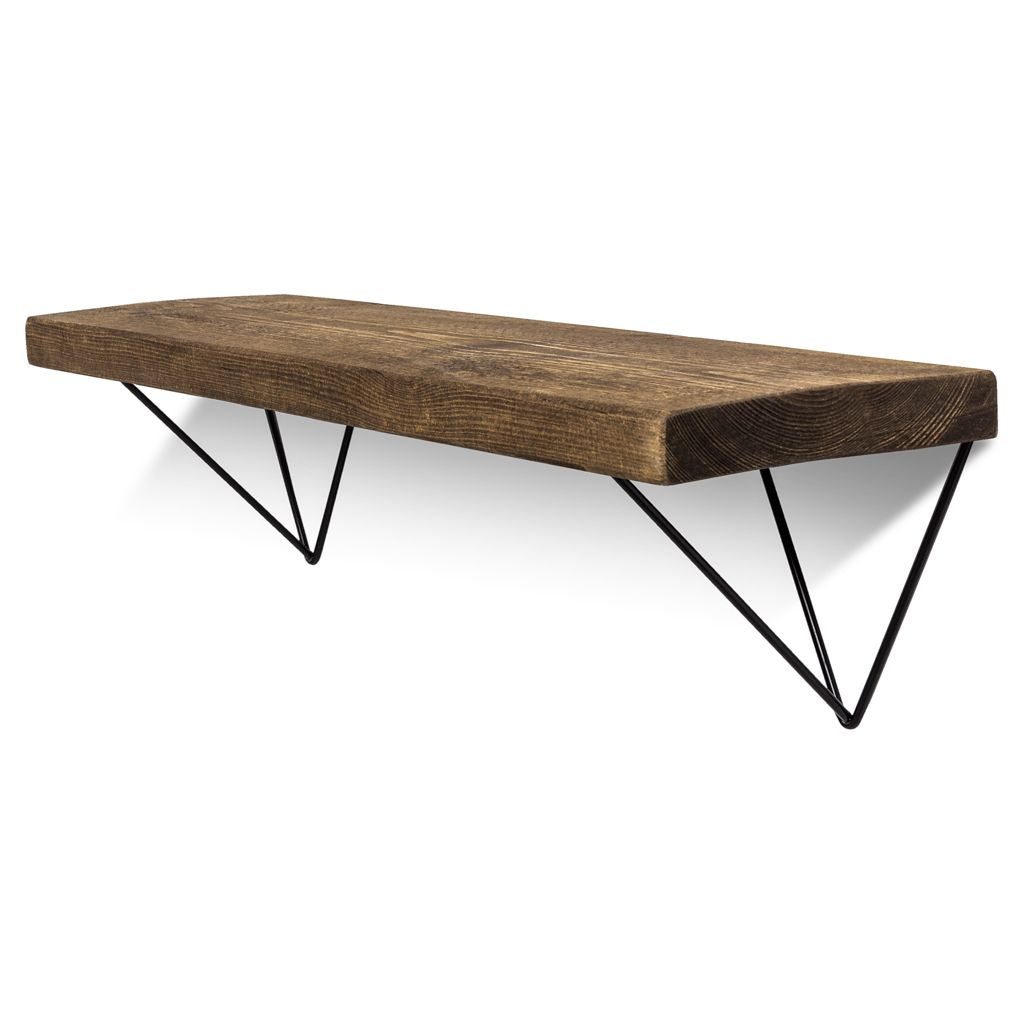 Bowes Solid Wood Shelf & Black Metal Brackets - 9x1.5 Rustic Shelf (22.5cmx4cm)