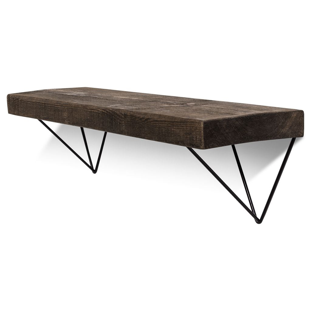 Bowes Solid Wood Shelf & Black Metal Brackets - 9x2 Rustic Shelf (22.5cmx5cm)