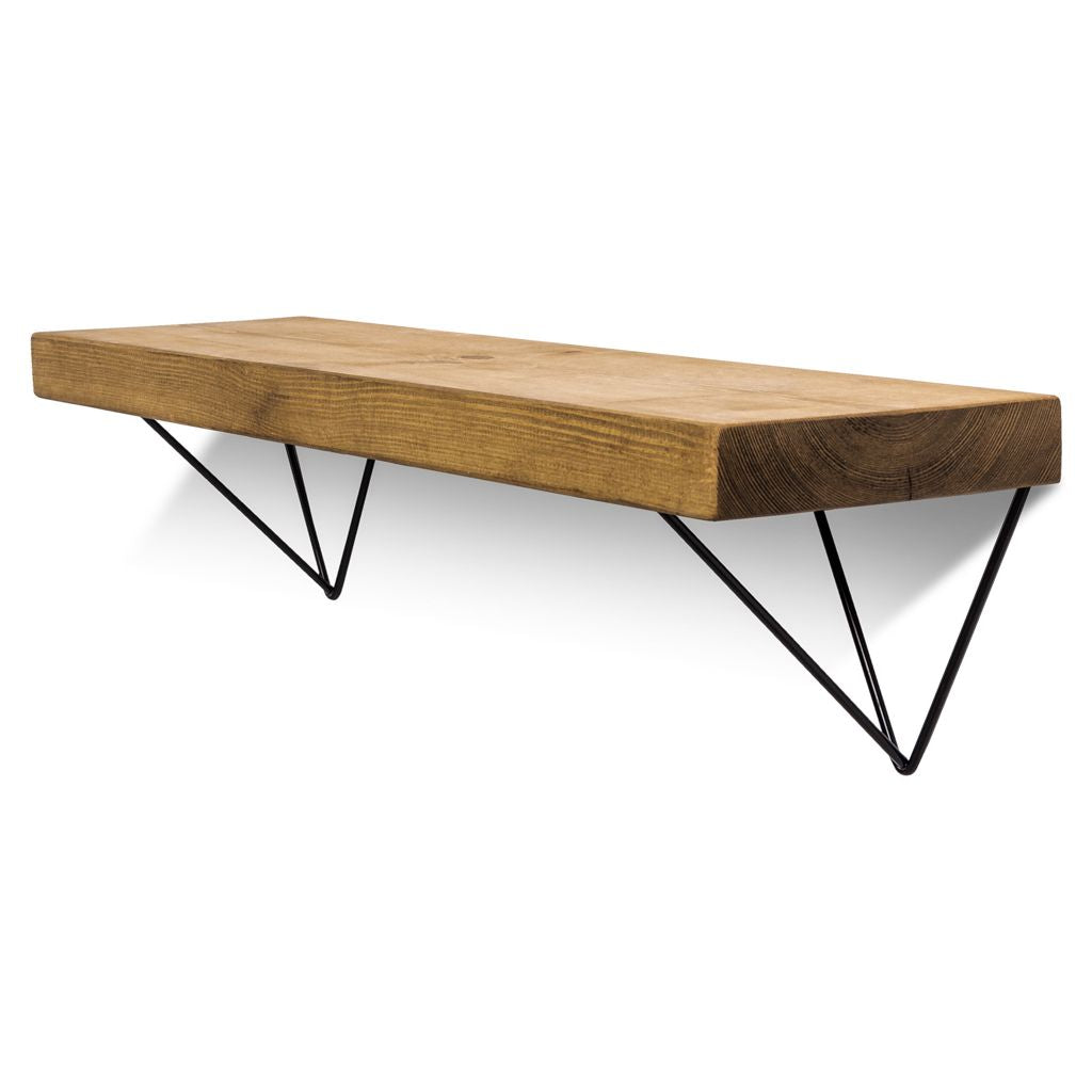 Bowes Solid Wood Shelf & Black Metal Brackets - 9x2 Smooth Shelf (22cmx4.5cm)
