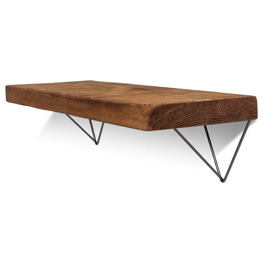 Bowes Solid Wood Shelf & Raw Steel Brackets - 12x2 Rustic Shelf (29.5cmx5cm)
