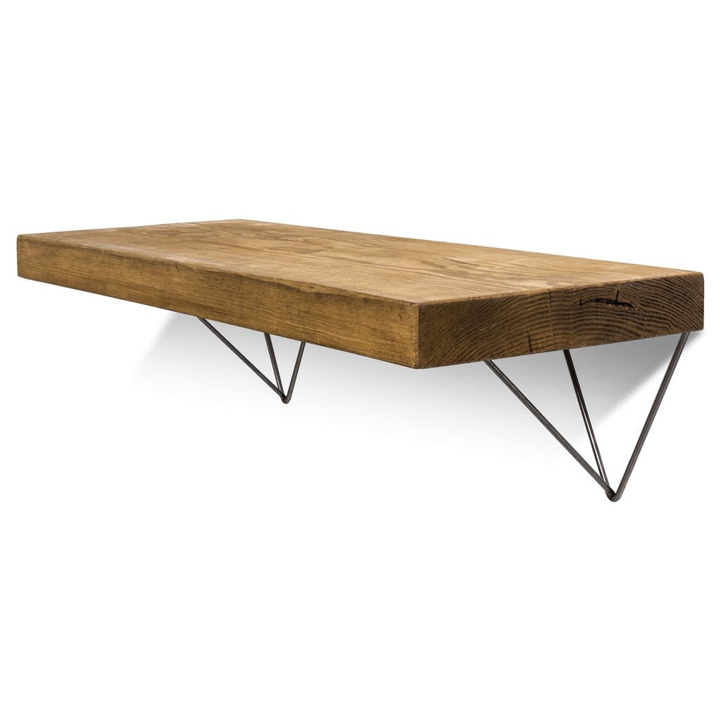 Bowes Solid Wood Shelf & Raw Steel Brackets - 12x2 Smooth Shelf (29cmx4.5cm)