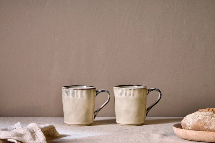 Cream Ceramic Mugs - Set Of 2 - Tableware & Entertaining