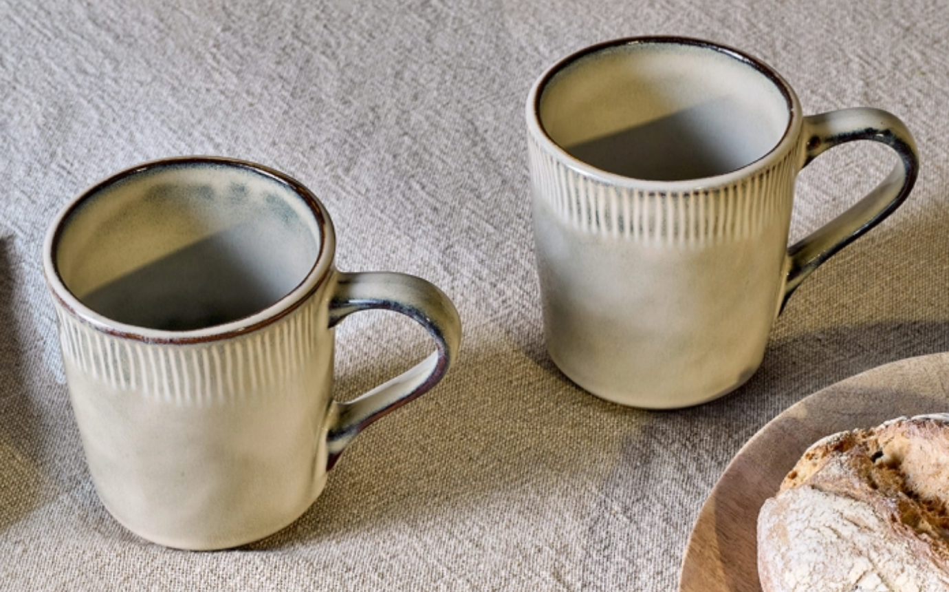Cream Ceramic Mugs - Set Of 2 - Tableware & Entertaining
