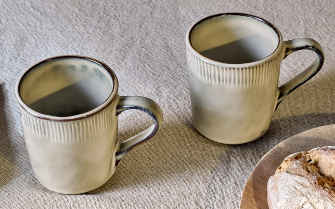 Cream Ceramic Mugs - Set Of 2