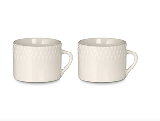 Cream Patterned Mugs - Set Of 2 -