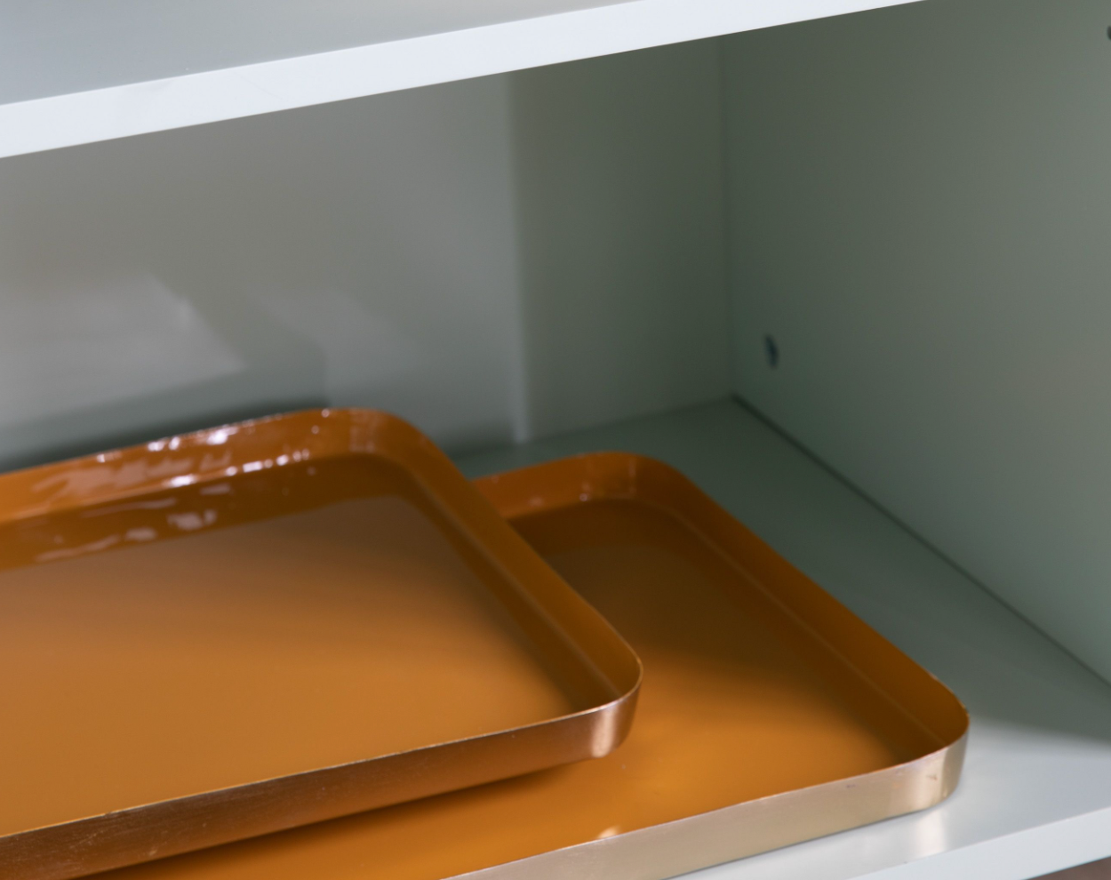 Decorative Yellow and Gold Aluminium Trays - Set Of 2 -