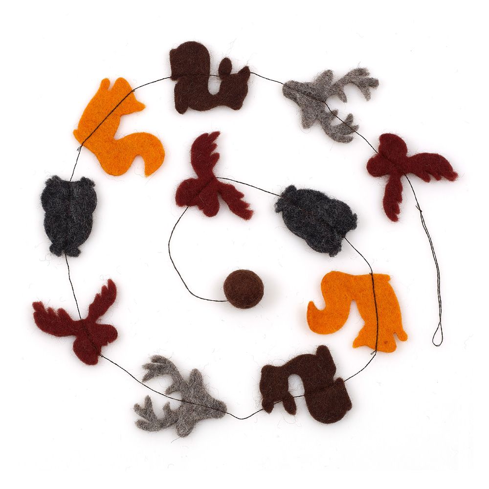 Felted Wool Woodland Animal Garland - Garlands & Decorations