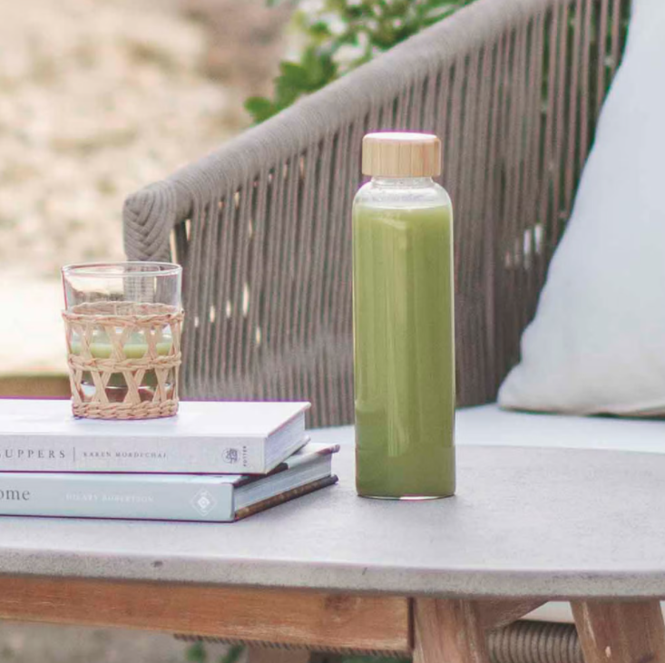 Glass Bottle With Bamboo Lid - Travel Bottles & Containers