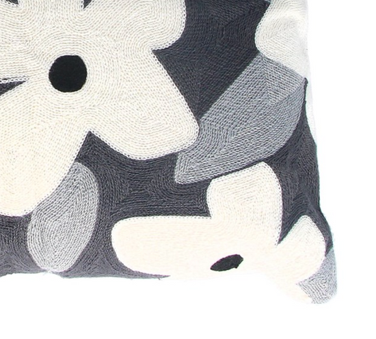Grey Flowers Cushion - 45cm - 