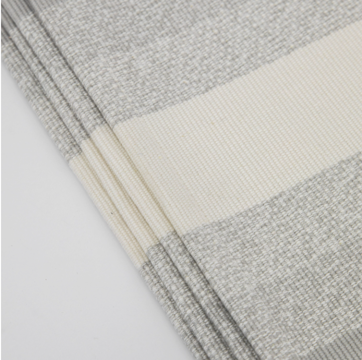Grey Striped Cotton Placemats - Set Of 4 -