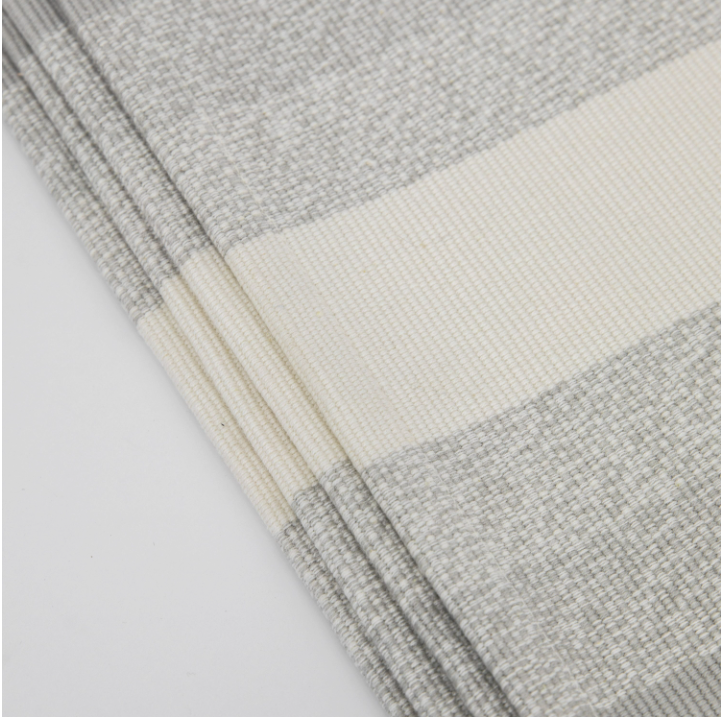 Grey Striped Cotton Placemats - Set Of 4 - 