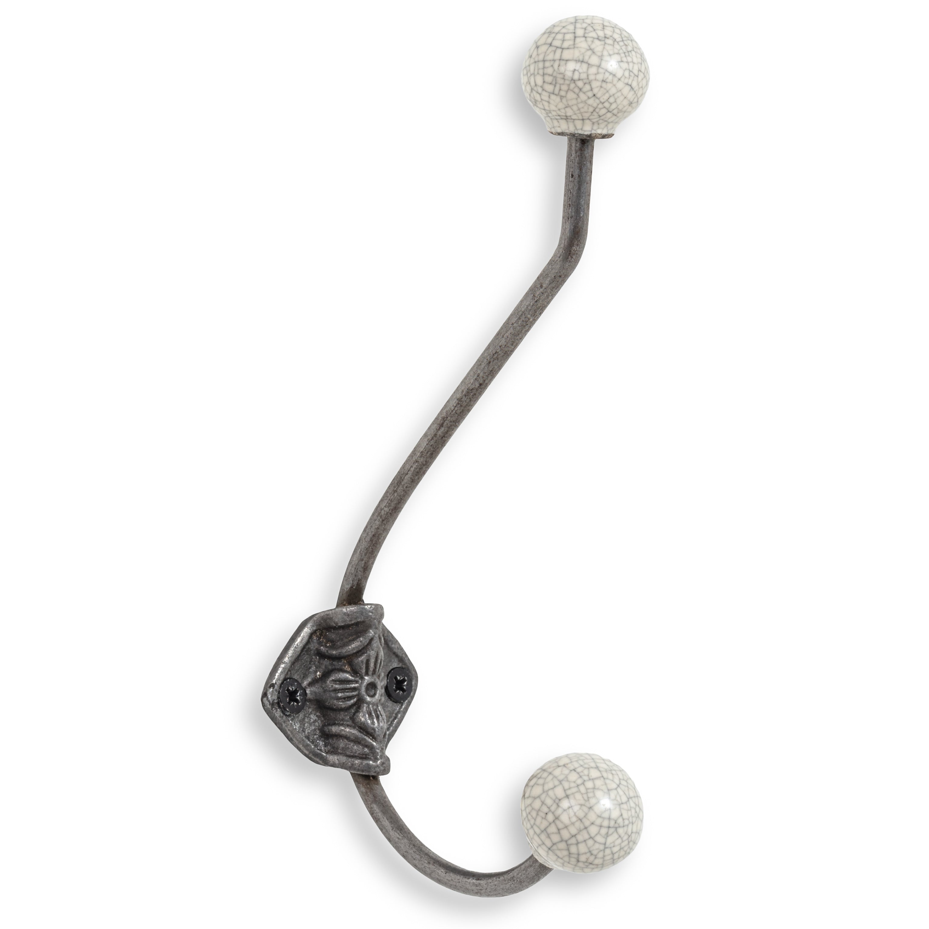 Metal And Ceramic Coat Hook - Crackle Glazed - Coat Hooks & Hall Storage