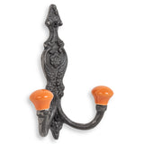 Vintage Iron Coat Hooks - Orange Hook Ends - Coat Hooks & Hall Storage
