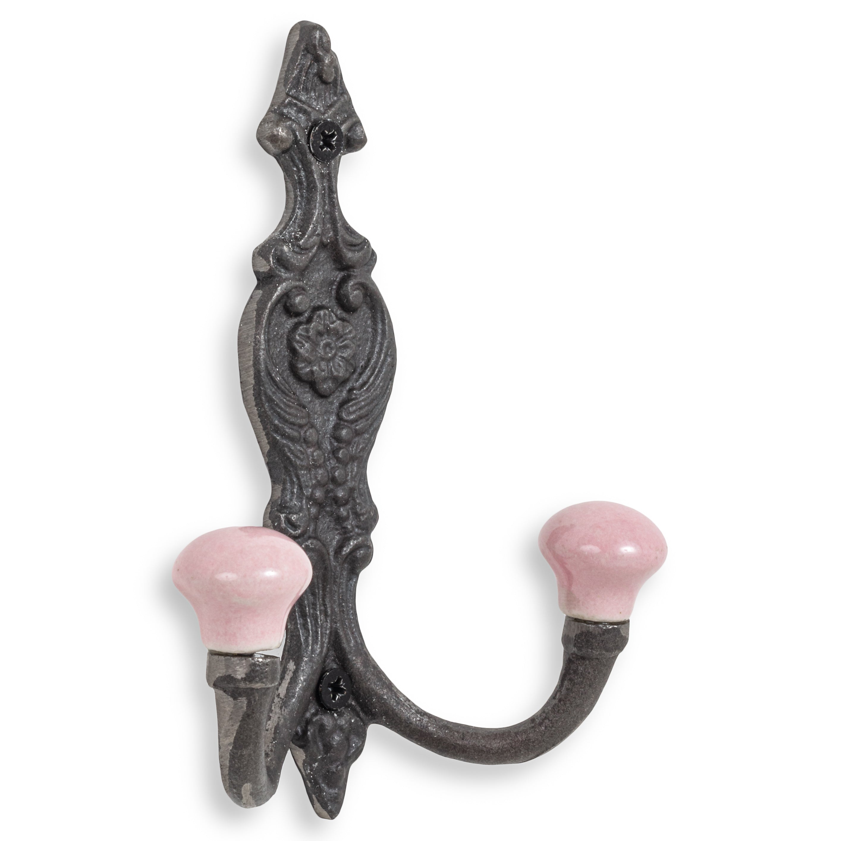 Vintage Iron Coat Hooks - Pink Hook Ends