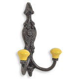 Vintage Iron Coat Hooks - Yellow Hook Ends - Coat Hooks & Hall Storage