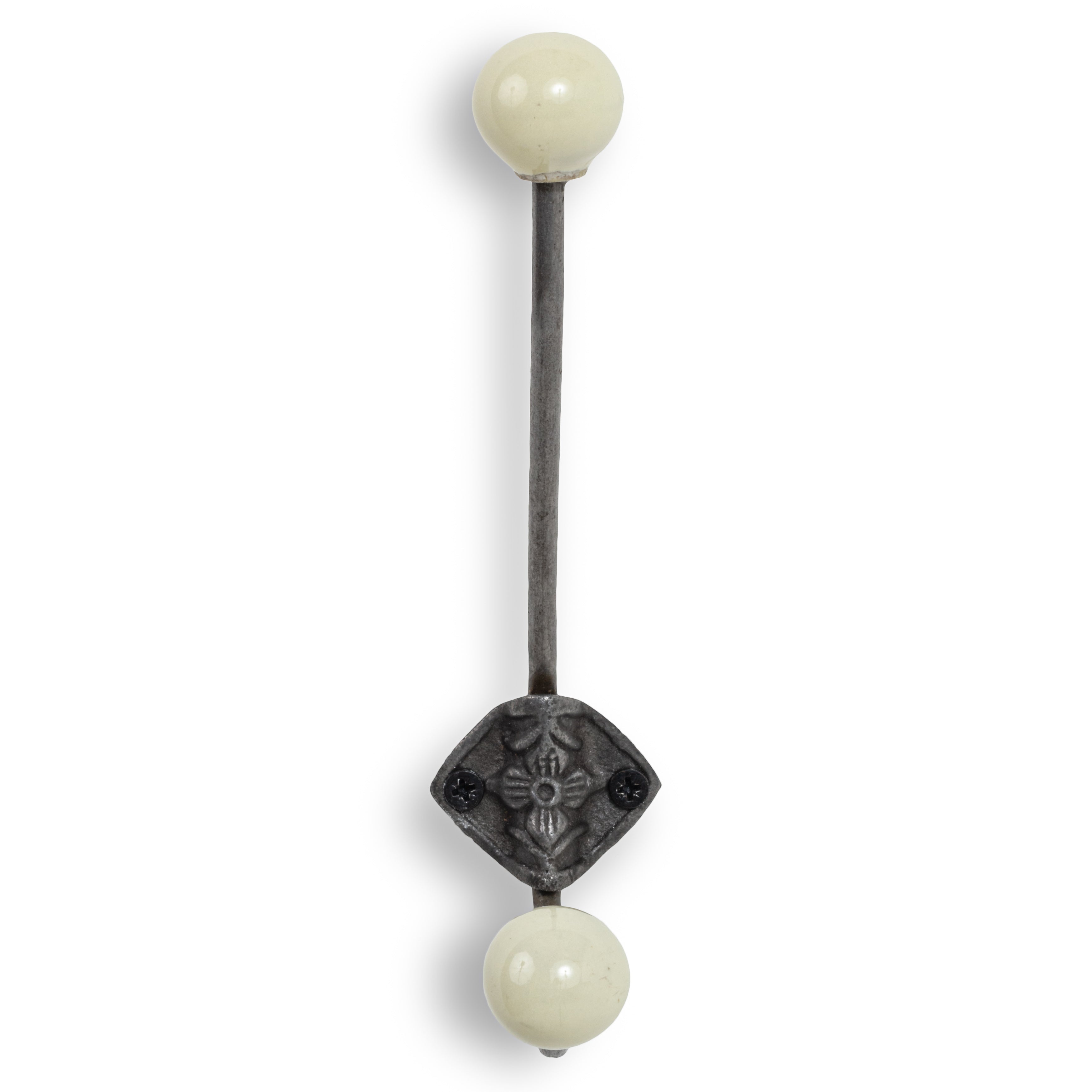 Metal And Ceramic Coat Hook - Cream - Coat Hooks & Hall Storage