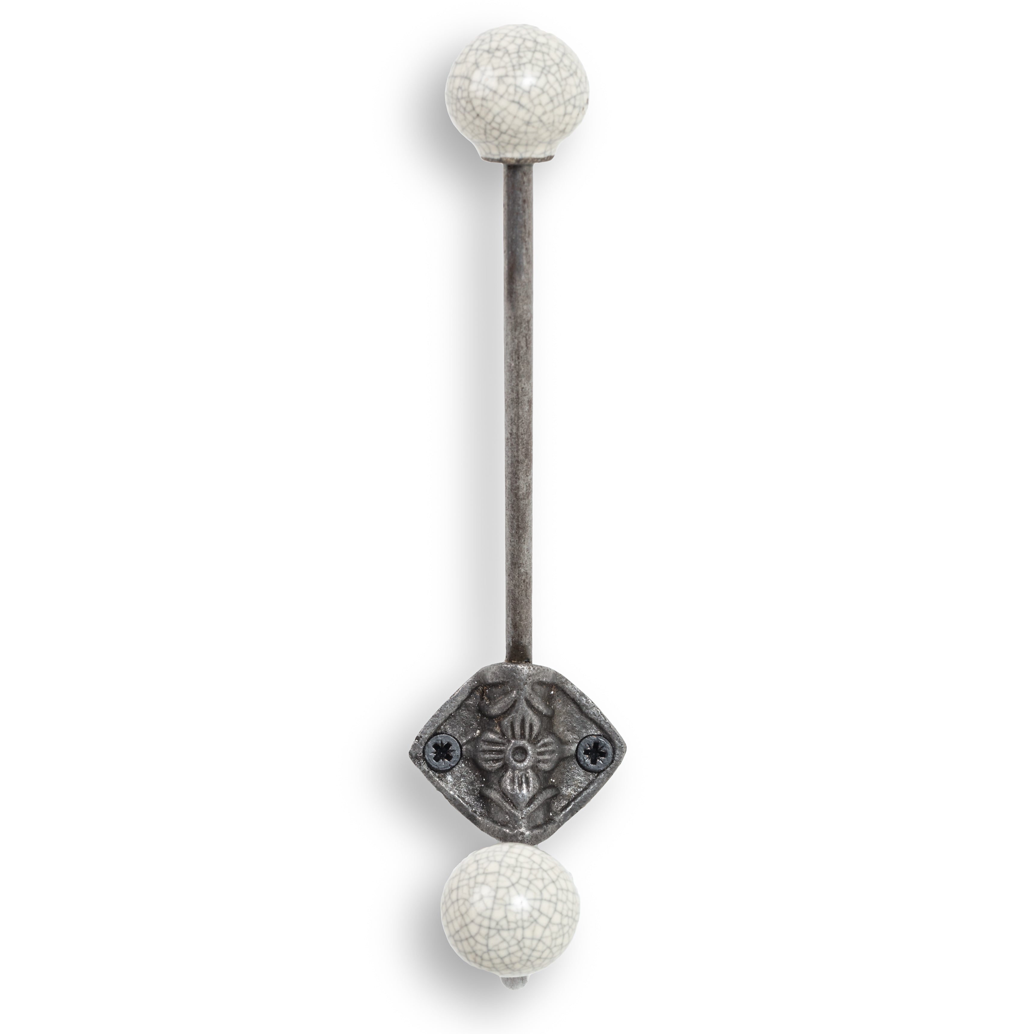 Metal And Ceramic Coat Hook - Crackle Glazed - Coat Hooks & Hall Storage