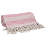 Pink Striped Cotton Throw - 150cm -