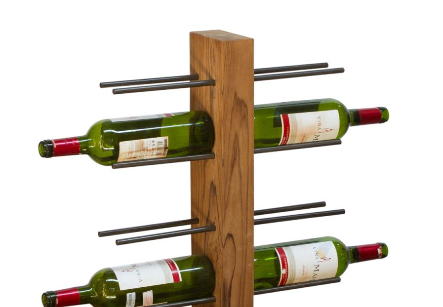 Wall Mounted Teak and Metal Wine Rack - 8 Bottles - Wine Racks