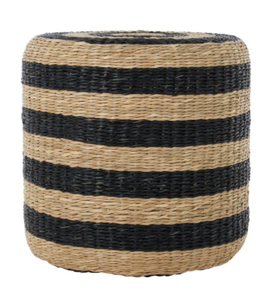 Black And Natural Seagrass Pouffe - Outlet - Save 20%
