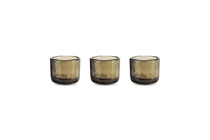 Smoked Glass Tealight Holders - Set Of 3 -