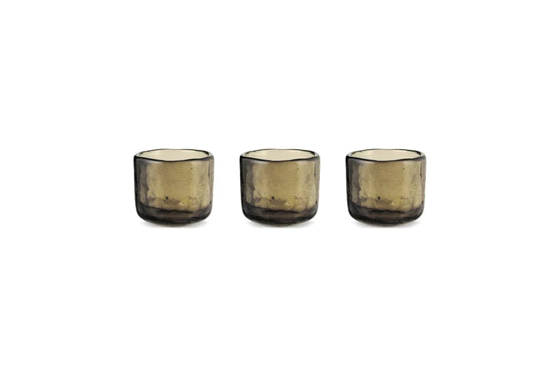 Smoked Glass Tealight Holders - Set Of 3 - 