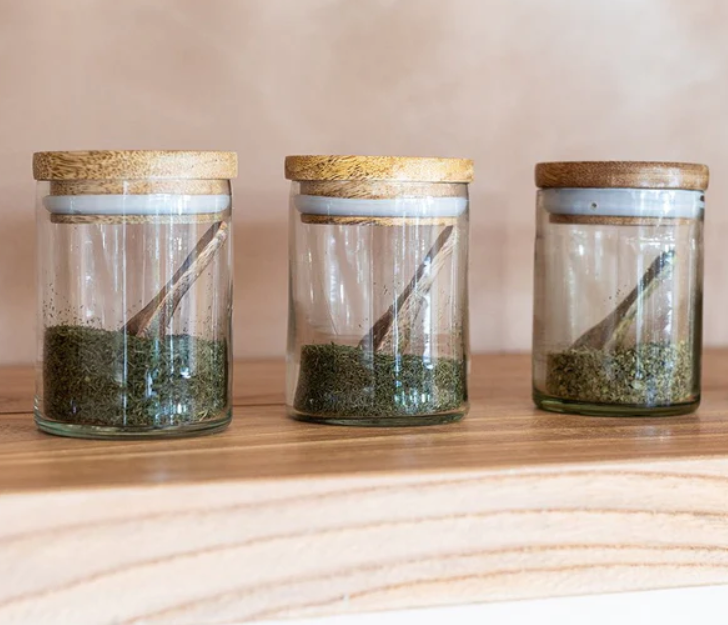Spice Jars With Spoons - Set Of 3 -