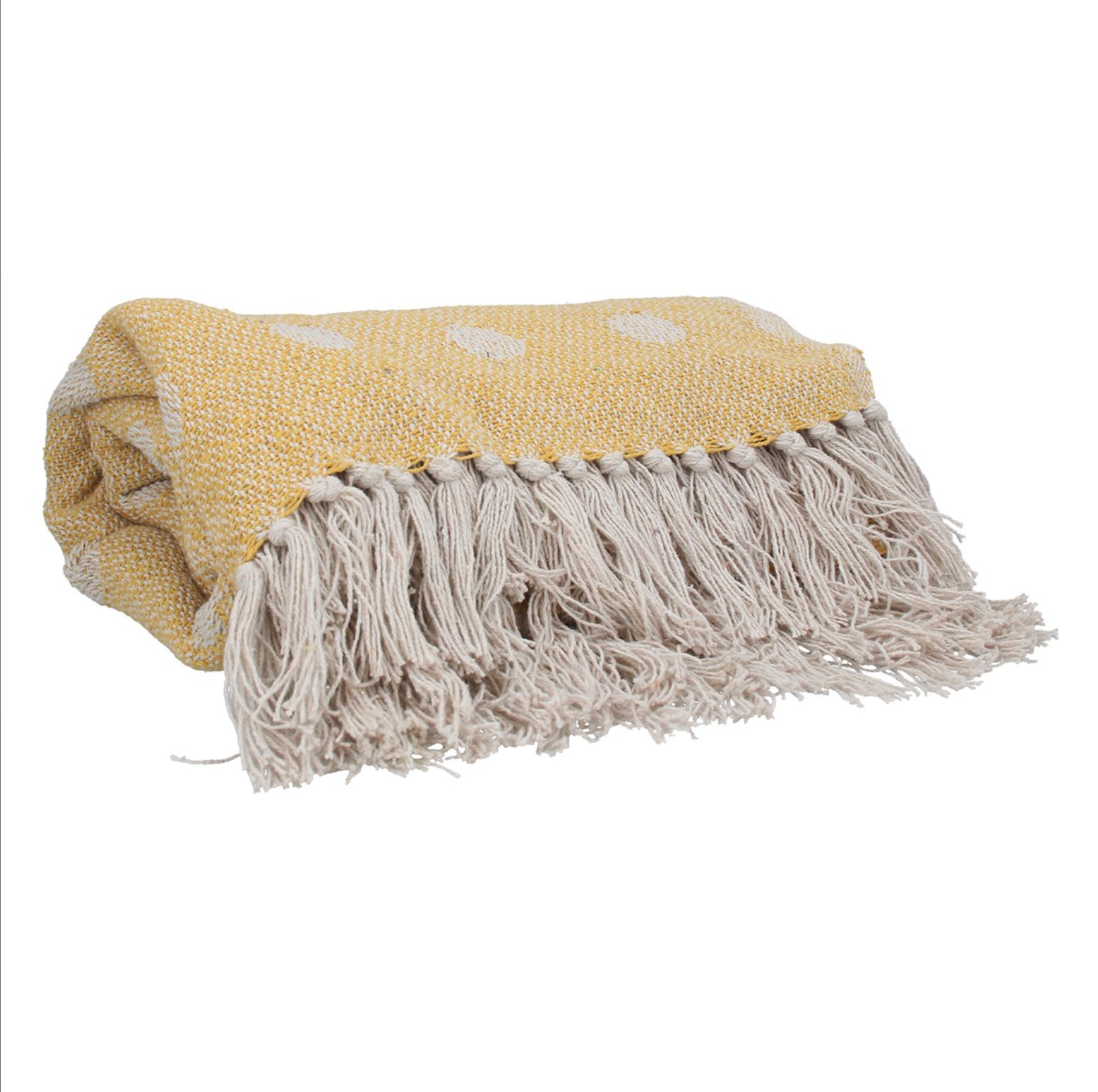 Yellow Spotty Cotton Throw - 150cm -