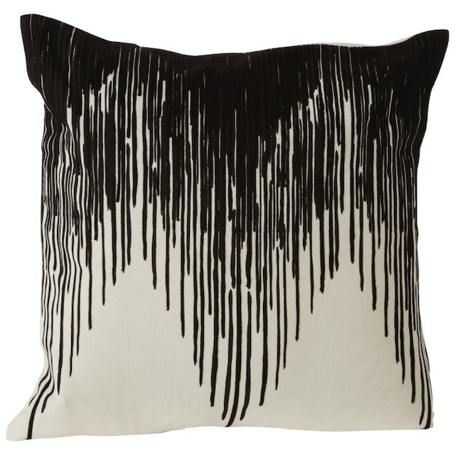 Black and White Embroidered Cushion - Soft Furnishings