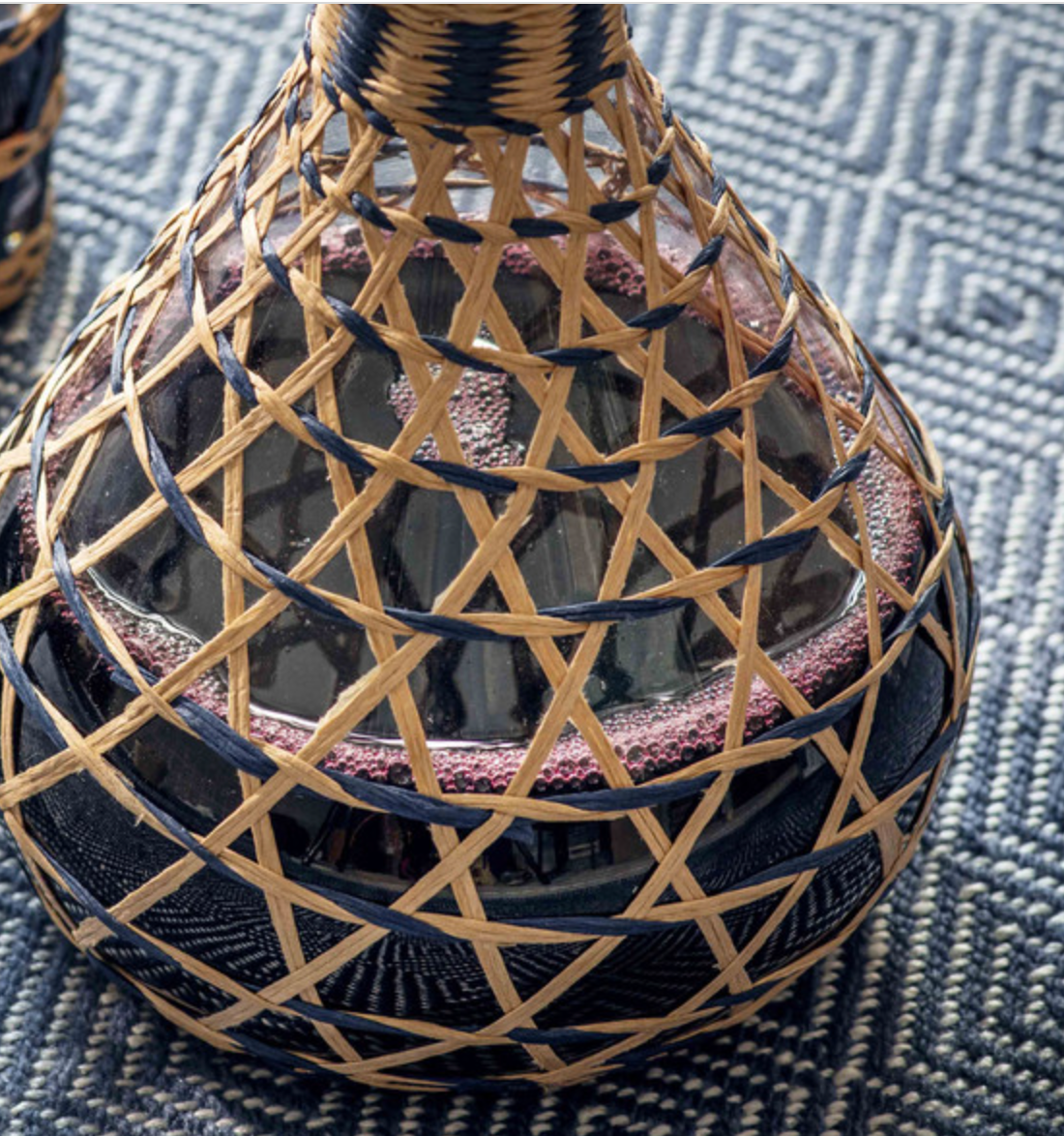 Blue Rattan And Glass Carafe - Outlet - Save 20% -