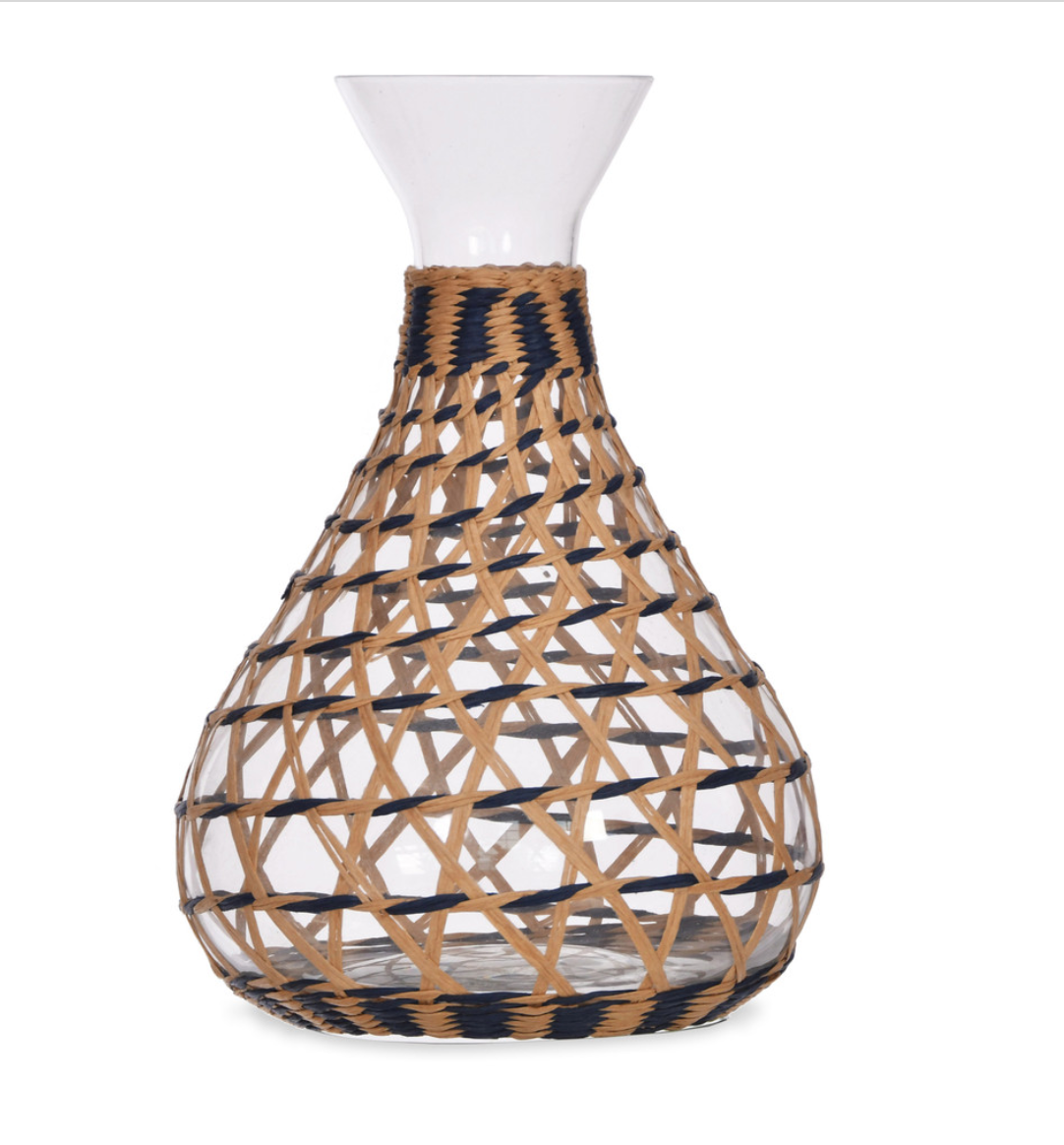Blue Rattan And Glass Carafe - Outlet - Save 20% -