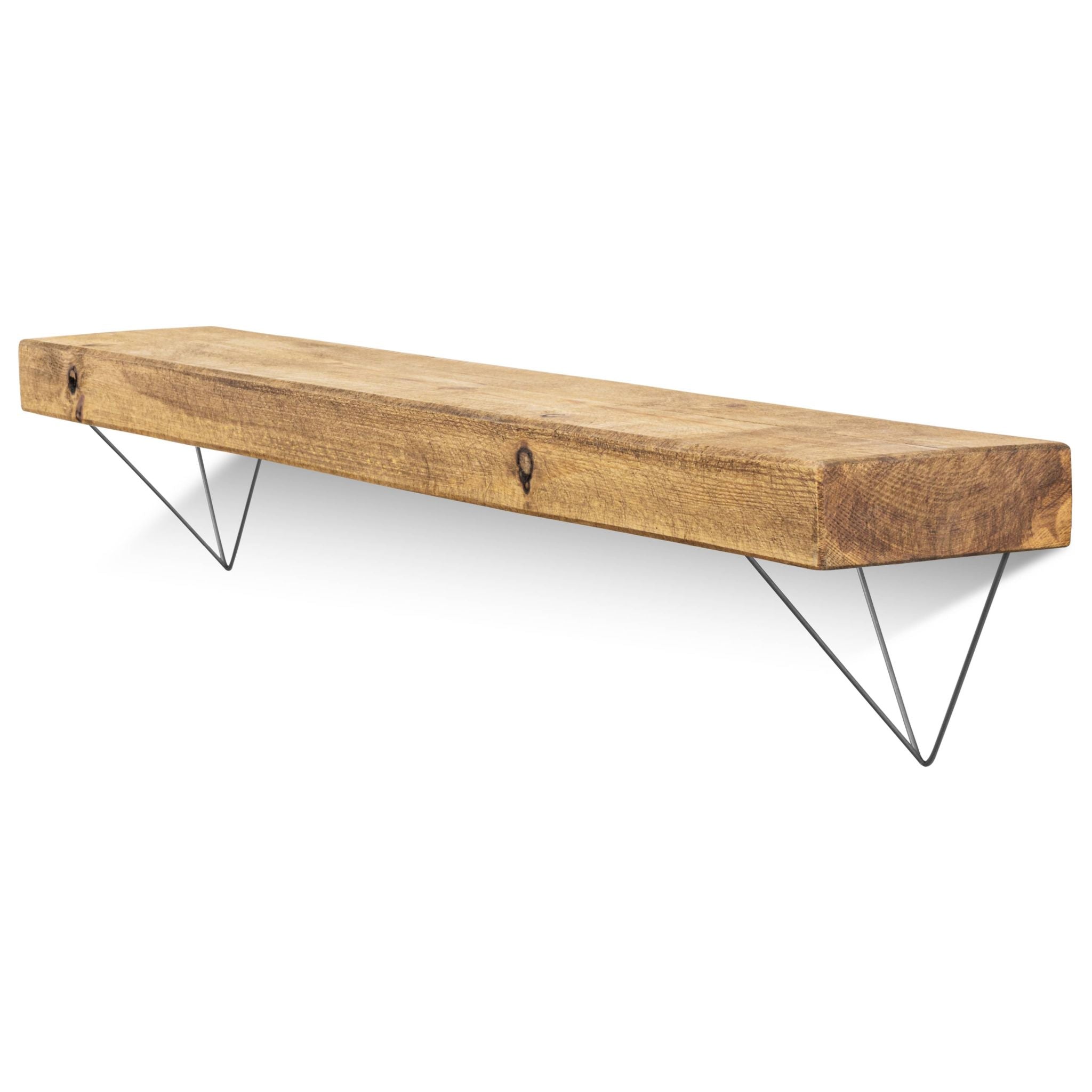 Bowes Solid Wood Shelf & Raw Steel Brackets - 6x2 Rustic Shelf (15cmx5cm)