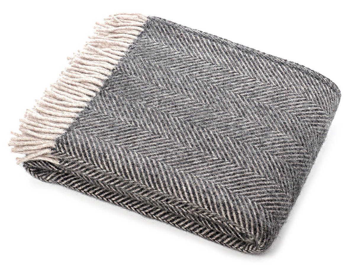 Charcoal Grey Wool Throw - Soft Furnishings
