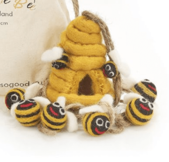 Felted Wool Bumblebee Garland
