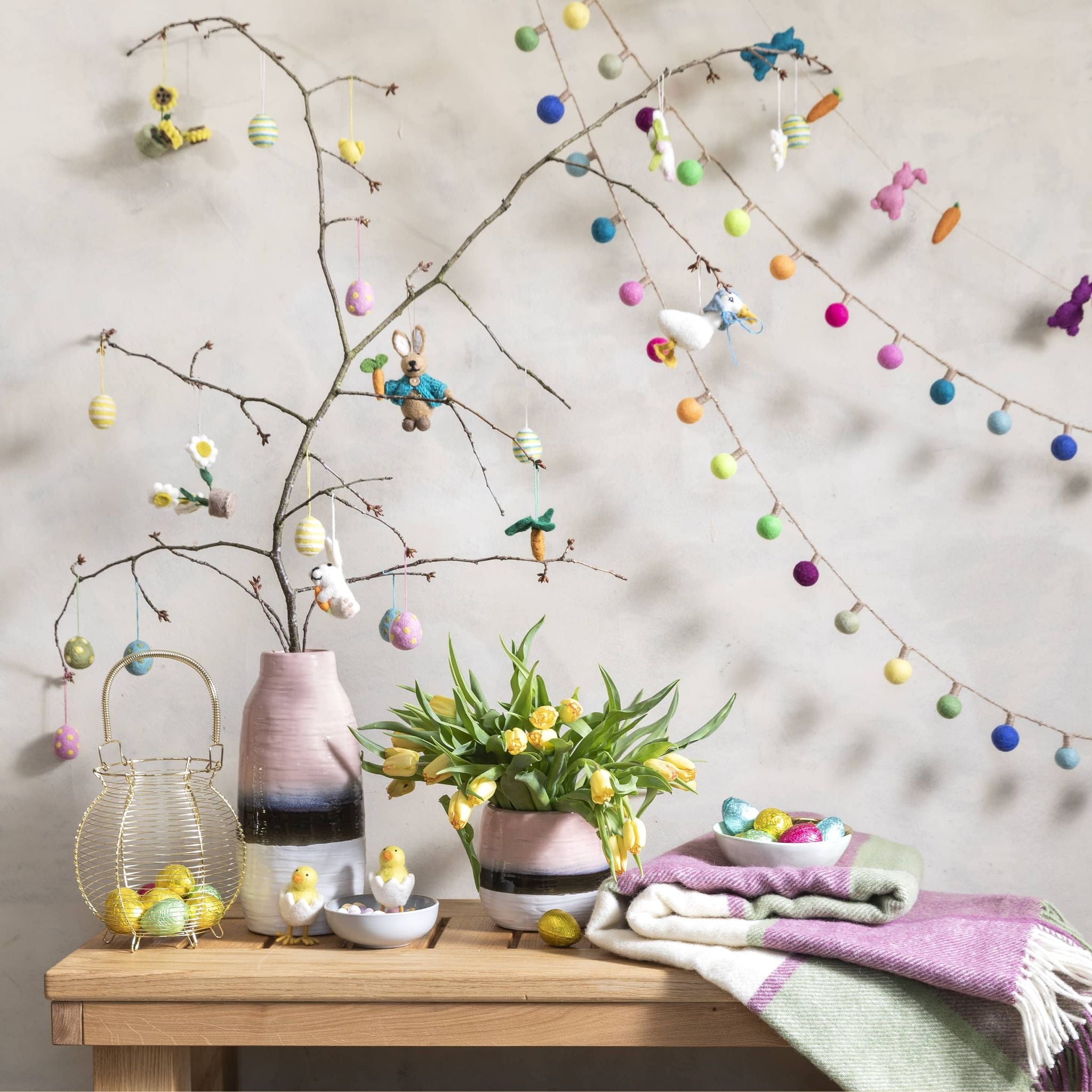 Felted Wool Easter Garland